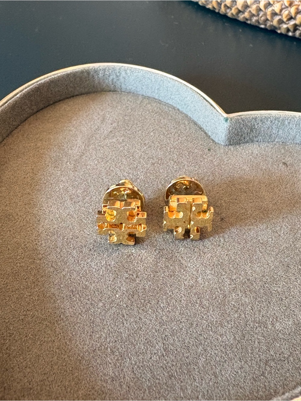 Tory Burch Gold Icon Logo Stud Earrings